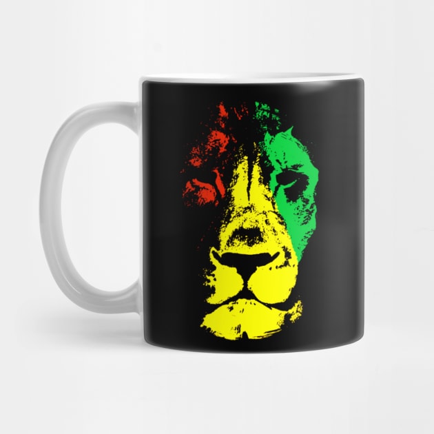 Rastafari Lion Face Rasta Colors Style by Wishtopia